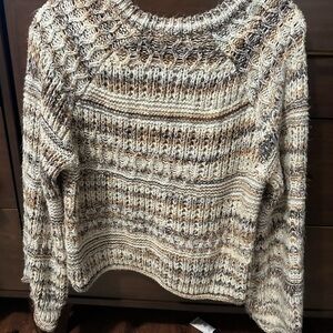 Universal Thread Cream and Brown Crew Neck Sweater